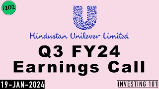 HUL  Hindustan Unilever Q3 FY24 Earnings Call  Hindustan Unilever 2024 Q3 Results [upl. by Enileuqaj]