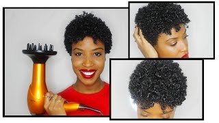 How to Use a Diffuser on Short Natural Hair  Updated Wash  Go Routine Post Big Chop [upl. by Ades992]