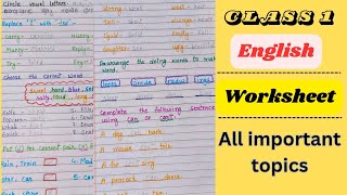 class 1 English WorksheetEnglish worksheet for class 1class 1 English practice sheetclass1 Englis [upl. by Raybourne]