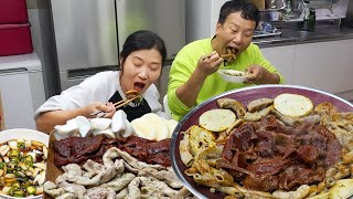 부추무침은 필수 곱창 염통 구이 먹방 Grilled Beef IntestinesGopchang gui Mukbang [upl. by Aniretac]