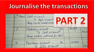 3 Part  2 Journalise the following transactions Class 11 [upl. by Airb]