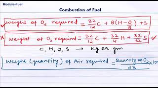 Fuels  How to calculate Requirement of oxygen or air theoretically for combustion of fuel [upl. by Anwat]