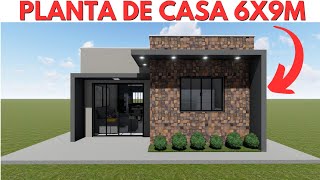 PLANTA DE CASA PEQUENA 6X9 METROS 54 M2 [upl. by Gessner875]