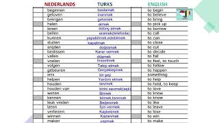 Werkwoorden in het Nederlands 3  DUTCH  ENGLISH  Turkish [upl. by Linnell]