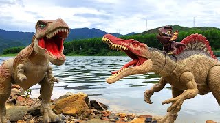 SPINOSAURUS VS INDOMINUS vs TREX  Jurassic World Backyard Battle Movie for Families [upl. by Ahso]