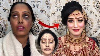 Bridal makeup transformation with Kryolan tv paint stick and revlon foundation  Blush with Amna [upl. by Aitsirt]