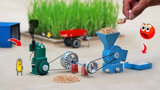 Tractor making wheat to fluor A to Z process science projectdiy tractor home made flour mill machin [upl. by Cyrilla]