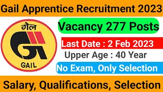 GAIL Apprentice Recruitment 2023  Central Govt job 2023  GAIL Recruitment Notification 2023 [upl. by Enra617]