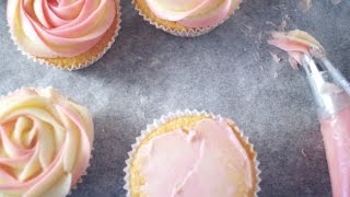 Two Toned Rose Buttercream Cupcake Tutorial [upl. by Caassi]