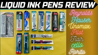 Top 7 Brands Roller Ball Pens Liquid Ink Pens Unboxing amp Comparison [upl. by Shayn]