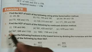 HCF BY CONTINUED DIVISION METHOD FIND THE HCF BY LONG DIVISION METHOD EX7E QUESTIONS 2 [upl. by Ainavi]