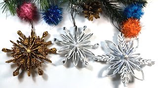 Pomysł jak zrobić gwiazdki śnieżynki na choinkę z rolek po papierze🎄❄⭐Niesamowity recykling ♻️DIY [upl. by Cosme]