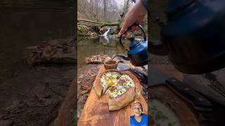 Bread Pita With Minced Beef In Nature youtubeshorts outdoorcooking [upl. by Cirted]