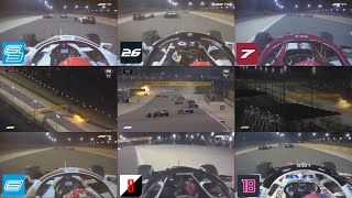 Romain Grosjeans Terrifying Crash Multiple Angles  F1 Bahrain2020 [upl. by Nyar]