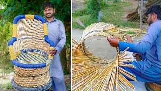 Phenomenal Technique of a Handicraft Artist of Making Durable Hand Woven Bamboo Sticks Chair [upl. by Machute]