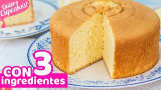 BIZCOCHO EXTRA ESPONJOSO CON 3 INGREDIENTES  RECETA FÁCIL  Quiero Cupcakes [upl. by Mure186]