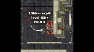 TIBIA GRIMS BEST KNIGHT EXP 35KKH LVL 180 PROFIT ENG [upl. by Conant]