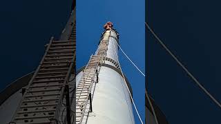 steeplejack leeds uk work chimney construction ladders up a chimney for inspection [upl. by Sower486]