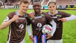 Alie Conteh Mjøndalen IF perfect hattrick [upl. by Aidin143]