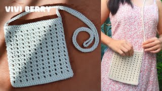 Super Easy DIY Crochet Mini Cross Bag  Crochet Crossbody Bag Tutorial  ViVi Berry Crochet [upl. by Bazluke393]