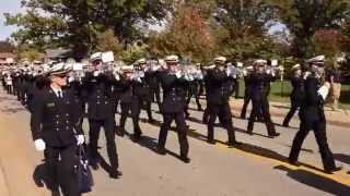 The Naval Academy Marching Band Drum and Bugle Corp wbonus flyover FA18 footage  Notre Dame IN [upl. by Aicinad770]