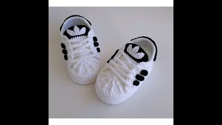 ADIDAS TEJIDOS A CROCHET PARA BEBE  PASO A PASO 0 A 3 MESES [upl. by Vernon]