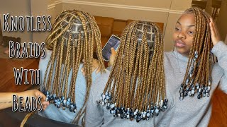 Short Medium Knotless Box Braids With Beads  Custom Hair Blend [upl. by Andros]