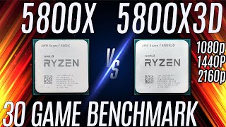 Ryzen 7 5800X vs 5800X3D  30 Games Tested  4K 1440p 1080p [upl. by Eenyaj534]