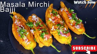 Mirchi Bajji  Andhra Style Mirchi Bajji  Indian Street Food  Bajji Recipe Evening Snacks Recipe [upl. by Nyllek]