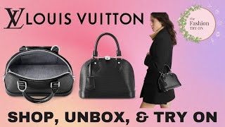 Louis Vuitton  LV  Alma BB Black Epi UNBOXING  The Fashion Try On [upl. by Terpstra]