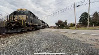 NS 4144 An AC44C6M With D9 logo hauls a westbound manifest 1223 at Pine Road PA [upl. by Sulakcin]