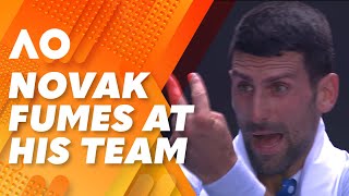 Novak Djokovic blows up and YELLS at his own team 2024 Australian Open  Wide World of Sports [upl. by Anairol551]