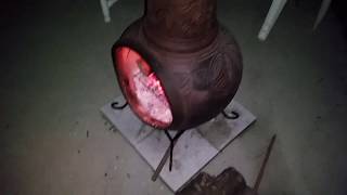 37quot clay KD chiminea with iron stand from the home depot [upl. by Moina]