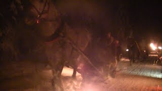 Christmas torchlit Kulig horse drawn sleigh ride at Zakopane Poland [upl. by Anailli94]