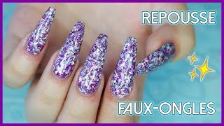 FAUXONGLES CHEZ SOI 2 REPOUSSE  Acrylique amp Gel Pailleté 💅🏼 [upl. by Dranik994]