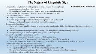 Ferdinand de Saussures quotThe Nature of Linguistic Signquot Summary [upl. by Halla863]